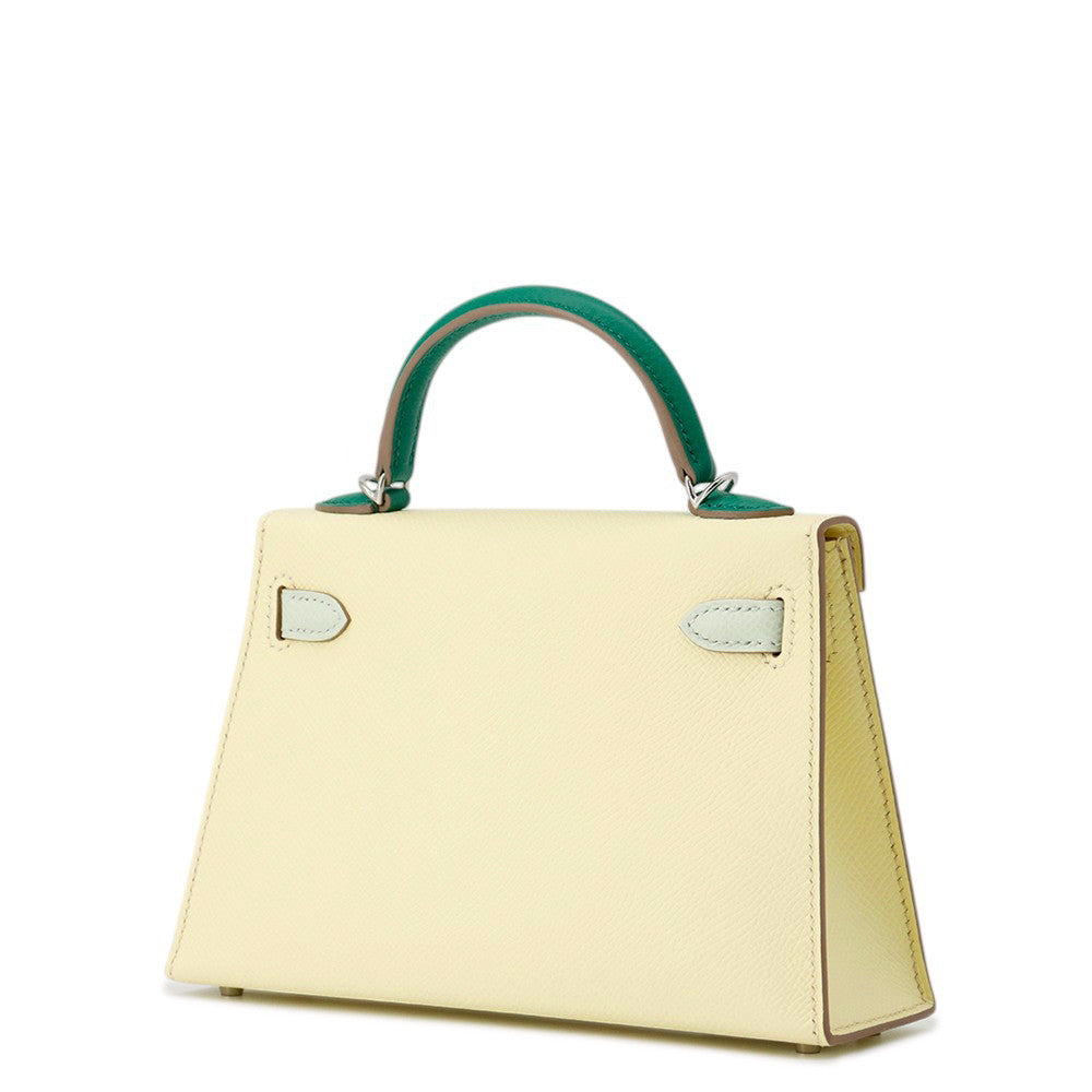 Mini Kelly 2 Hochzeit Party Tasche Tricolor Jaune Milton/vert