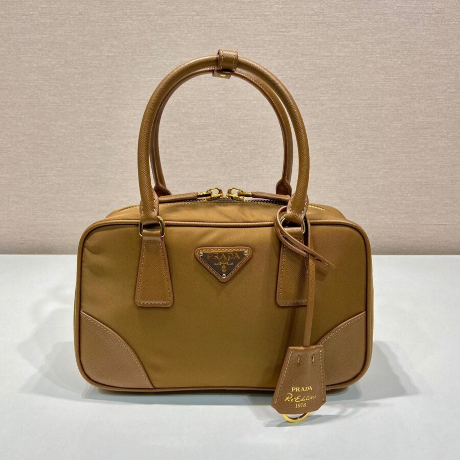 Designer Top Handle brown bag – front view