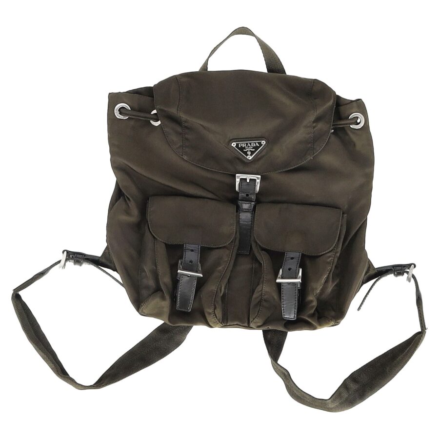 Prada Backpack green bag – front view