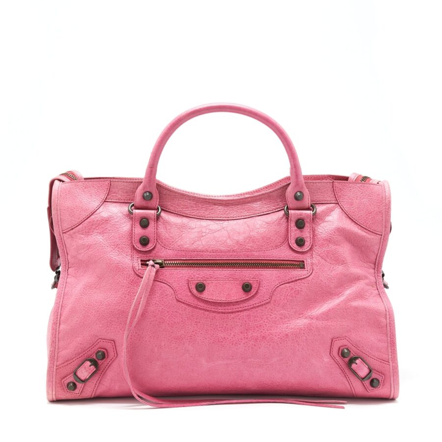 Balenciaga City pink bag – front view