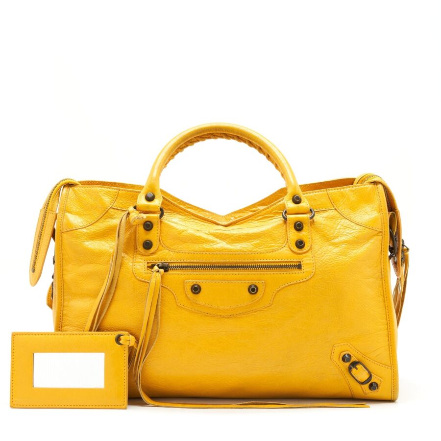 Balenciaga City yellow bag – front view