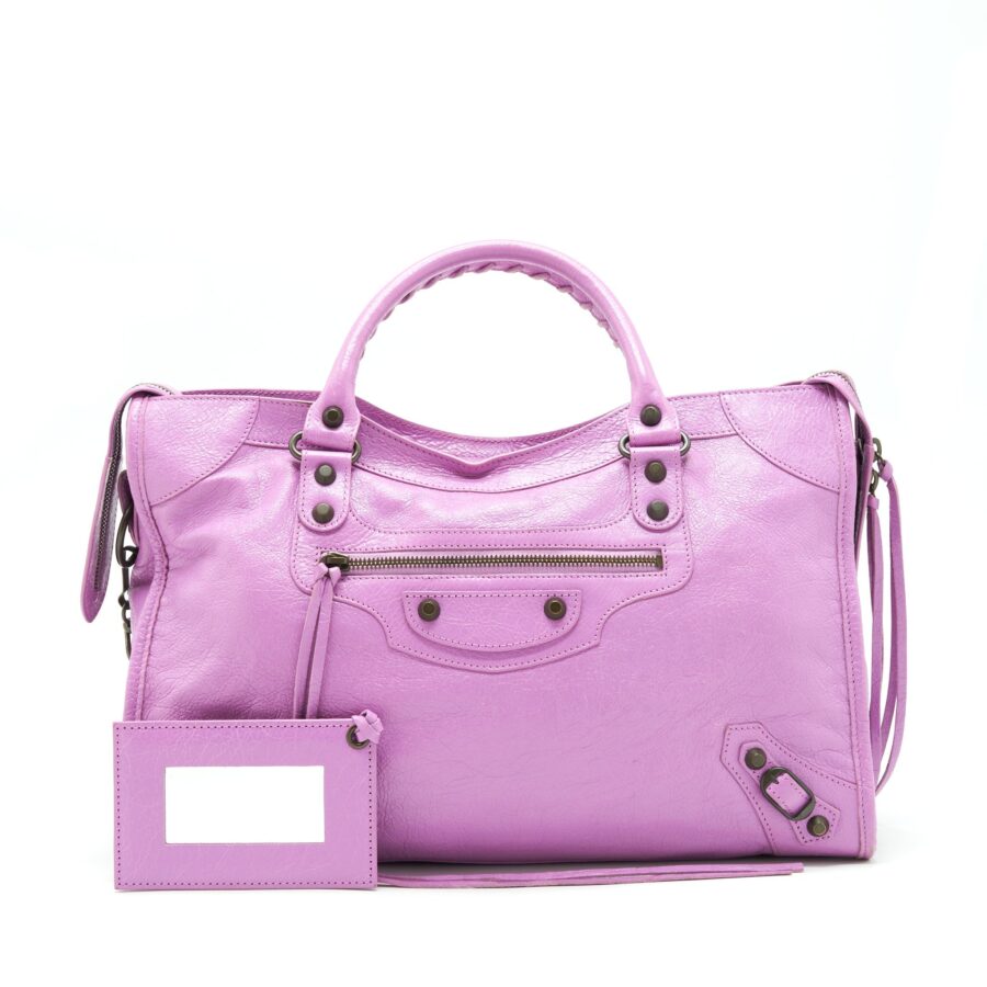 Balenciaga City purple bag – front view