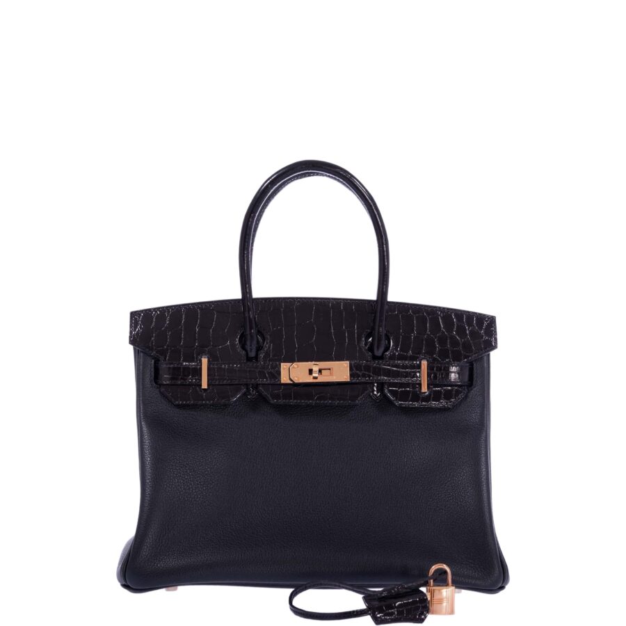 Hermes Birkin black bag – front view