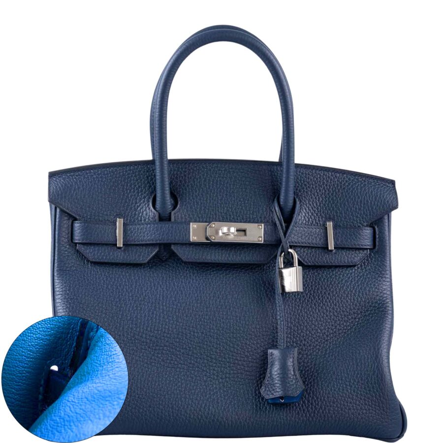 Hermes Birkin blue bag – front view