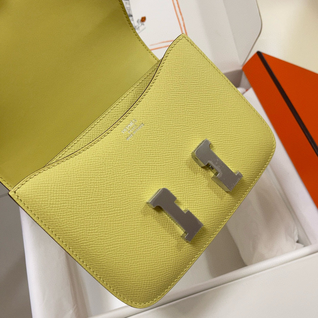 HM Constance Bag Lime Epsom Silver Hardware