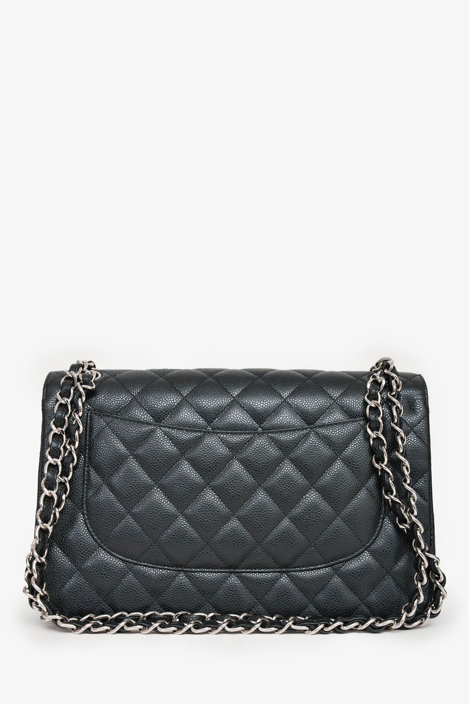 Chanel Black Caviar Leather Jumbo Double Flap Shoulder Bag