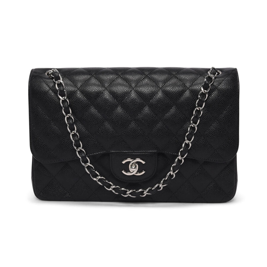 Chanel Classic Flap black bag – front view