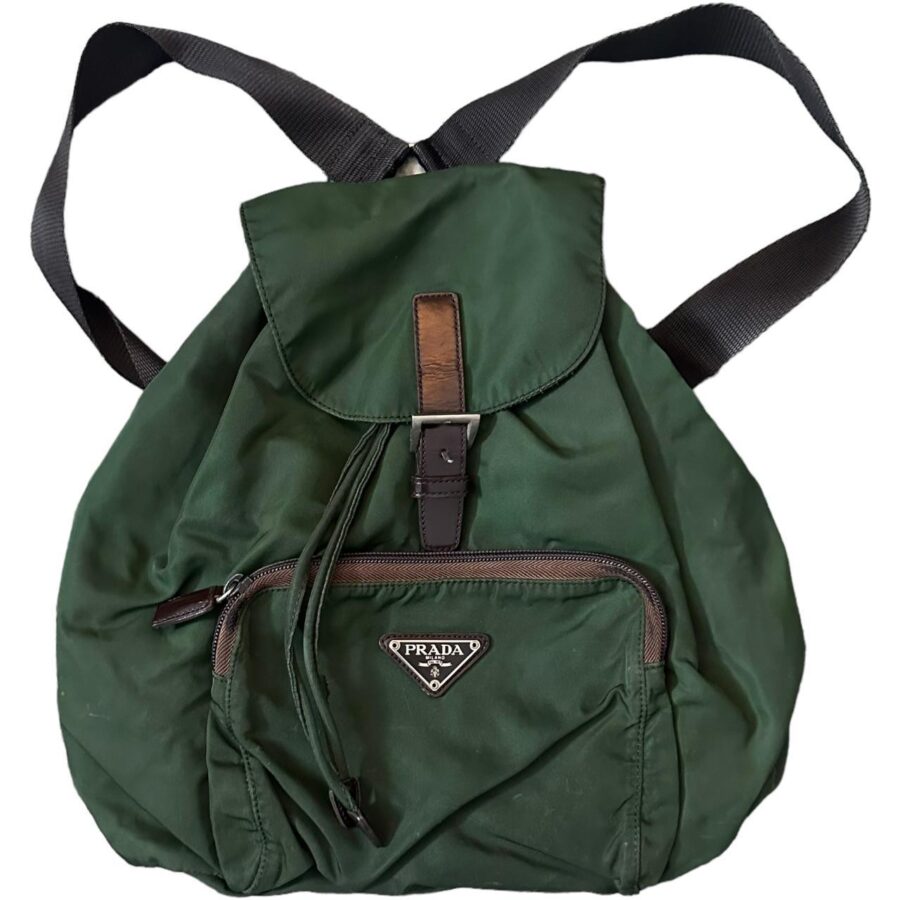 Prada Backpack green bag – front view