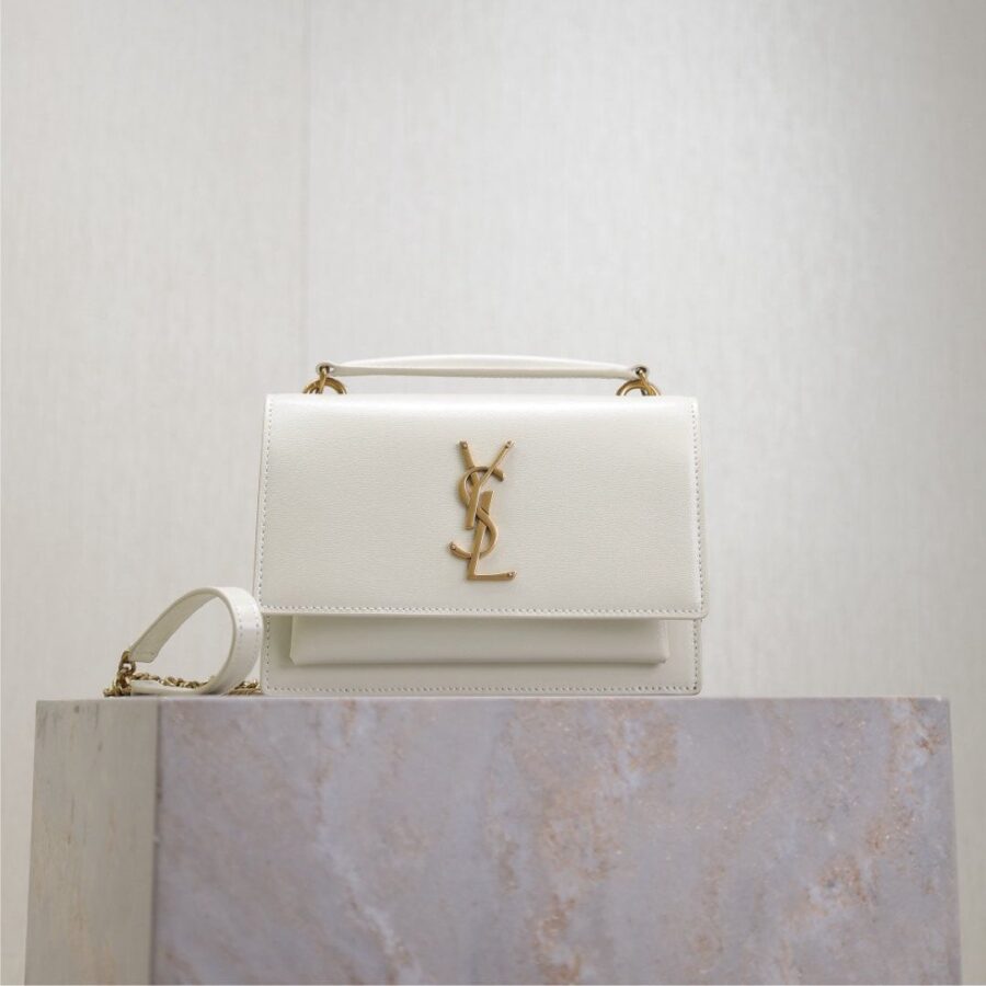 Saint Laurent Sunset gold bag – front view