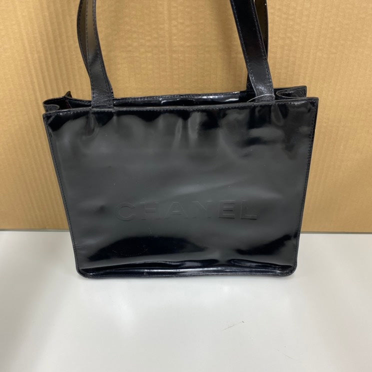 Square Tote Bag Regalo para Ella Negro Charol Cuero